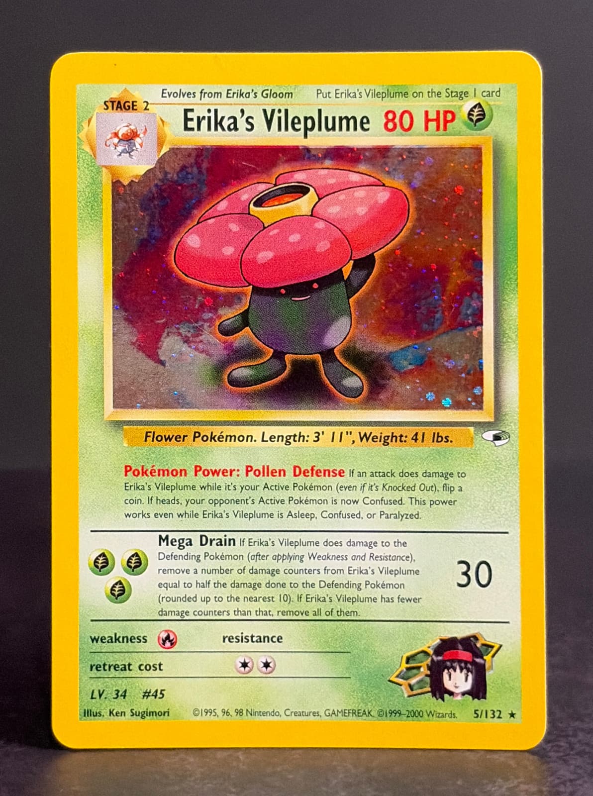 Pokémon TCG Erika’s Vileplume Gym Heroes 5/132 Holo Rare 2000