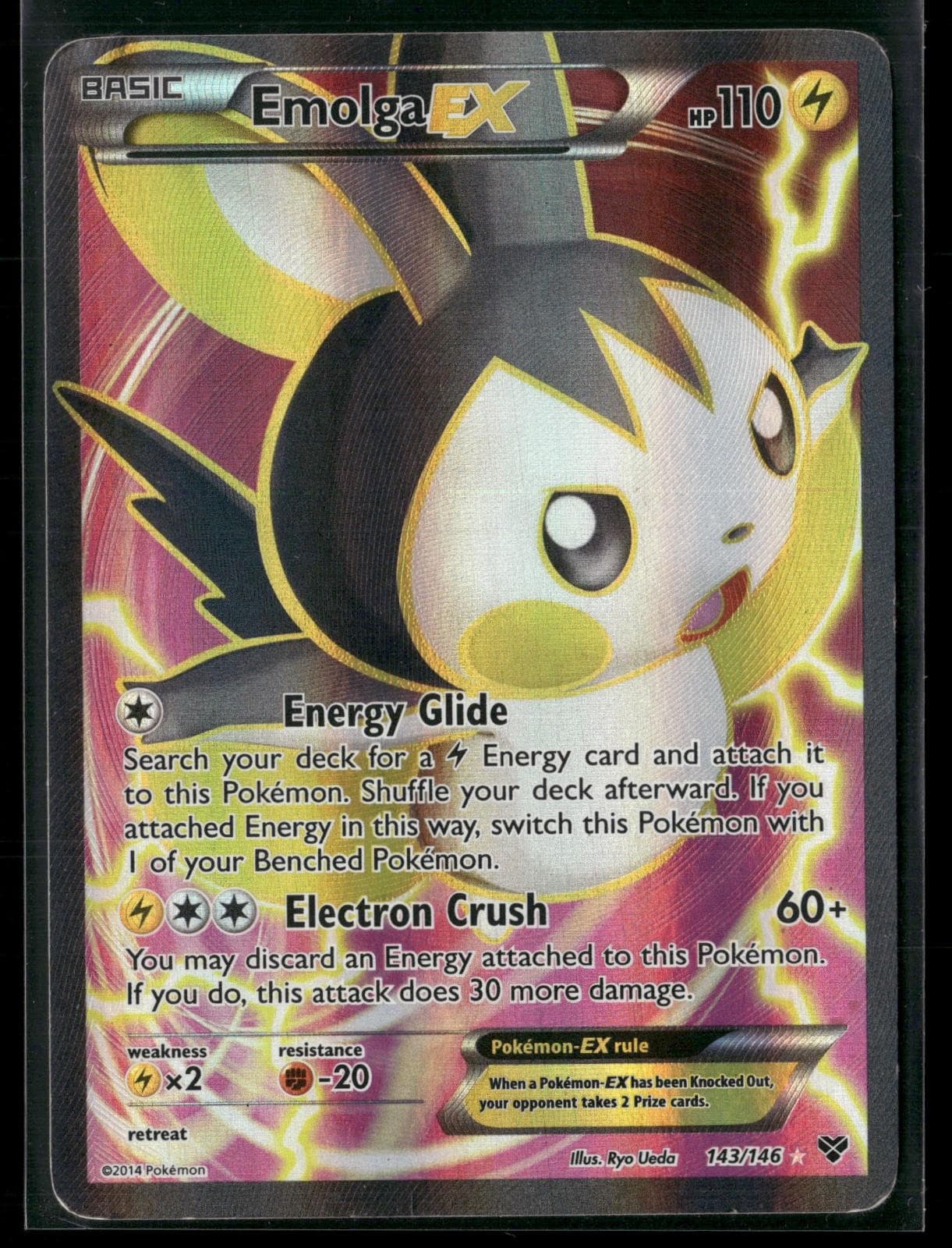 Emolga EX 143/146 Ultra Rare XY Base Set Pokemon Holo Moderately Played