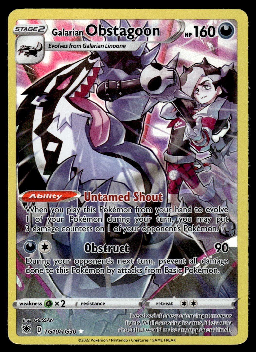 Galarian Obstagoon TG10/TG30 Astral Radiance Trainer Gallery Holo Pokemon LP