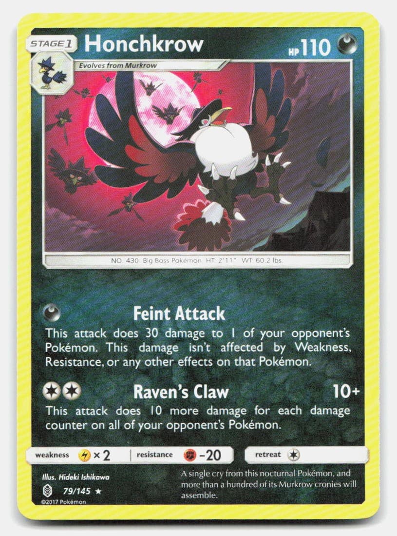 Honchkrow 79/145 Rare Guardians Rising Pokemon NM