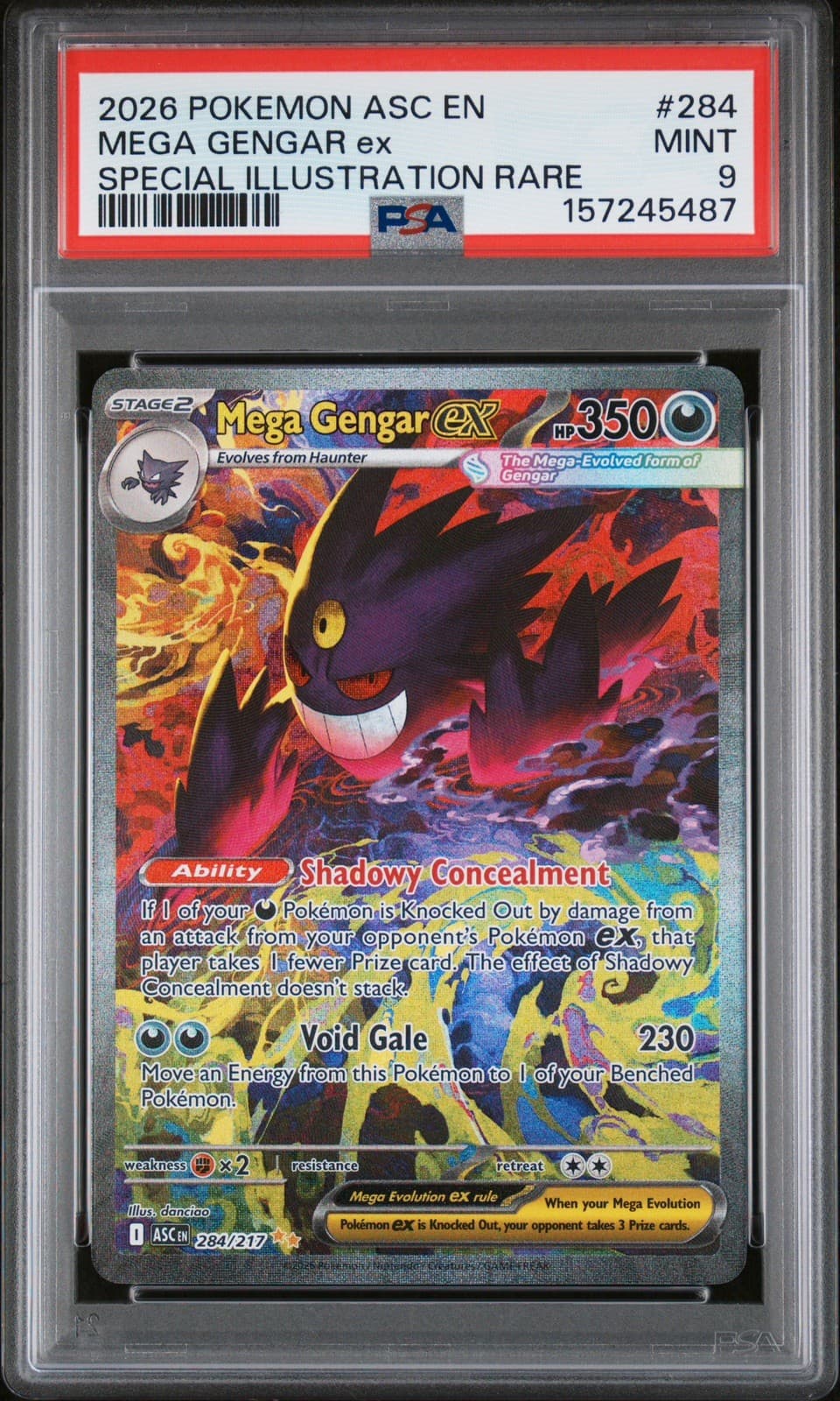 Pokemon TCG Mega Gengar ex 284/217 Me: Ascended Heroes SIR Holo EN PSA 9