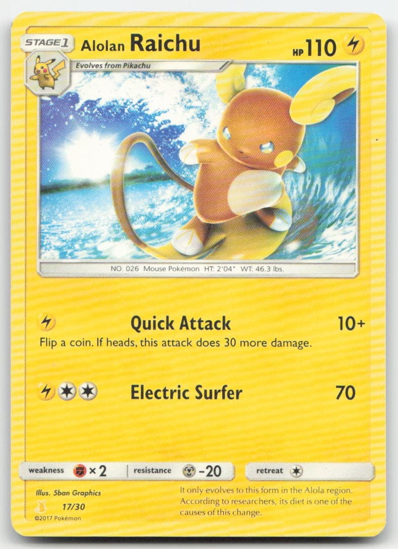 Alolan Raichu (#17 Non-Holo) 17/30 SM Trainer Kit: Lycanroc &... Pokemon TCG MP