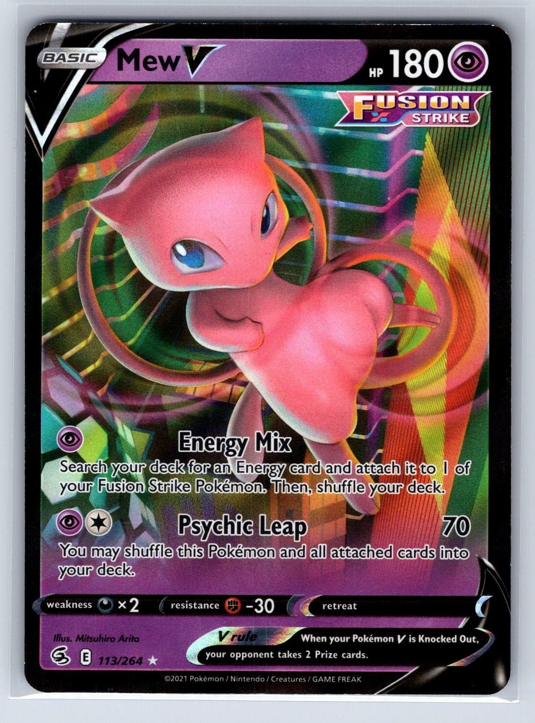 Mew V 113/264 Fusion Strike Holo Pokemon Near Mint
