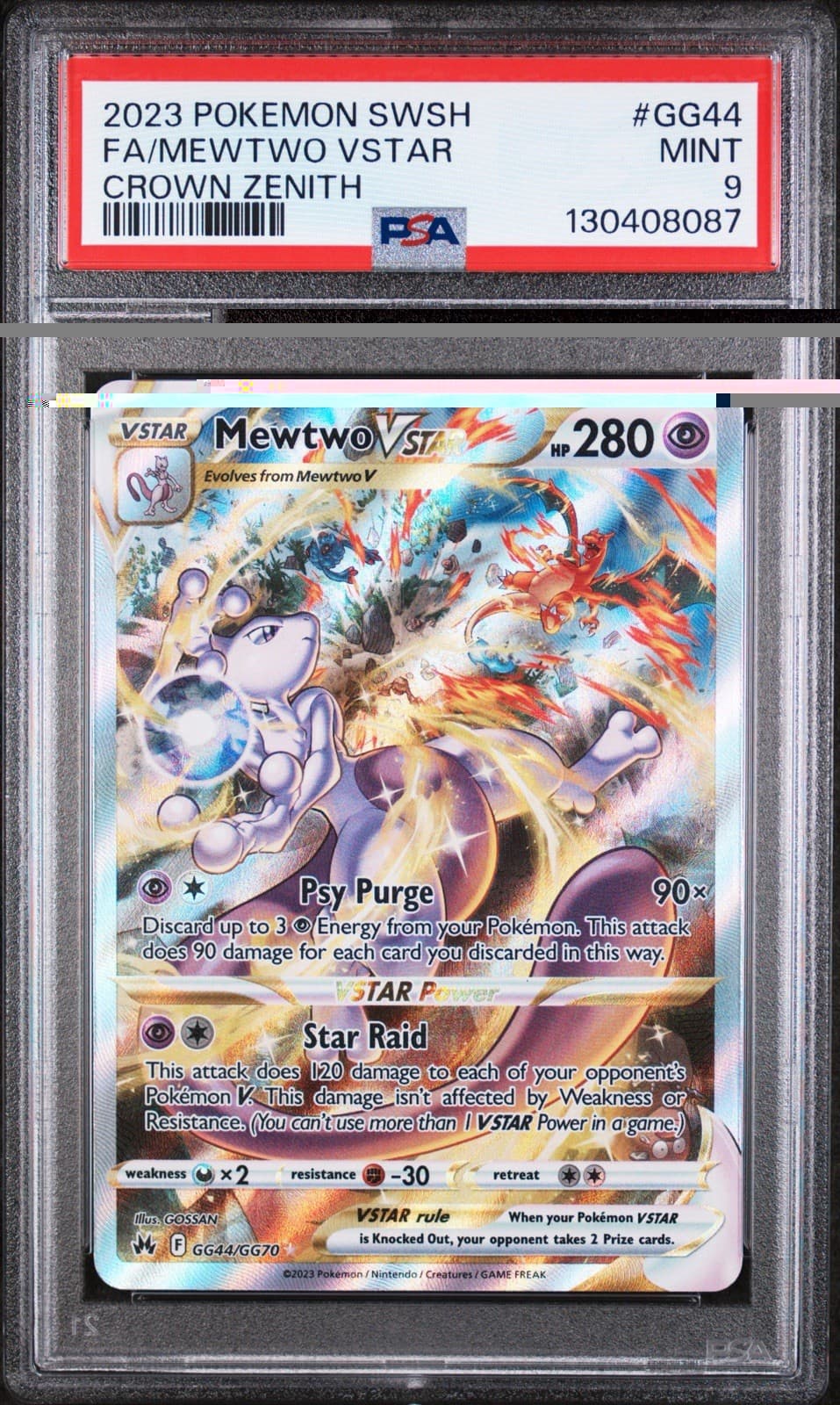 2023 POKEMON SWORD & SHIELD CROWN ZENITH #GG44 FULL ART/MEWTWO VSTAR PSA 9