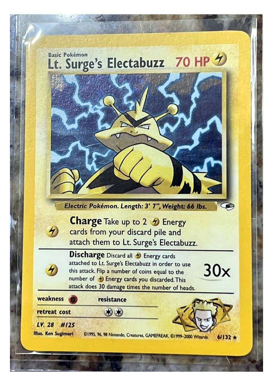 Lt. Surge's Electabuzz 6/132 Holo Rare Gym Heroes WOTC Vintage Pokemon Card