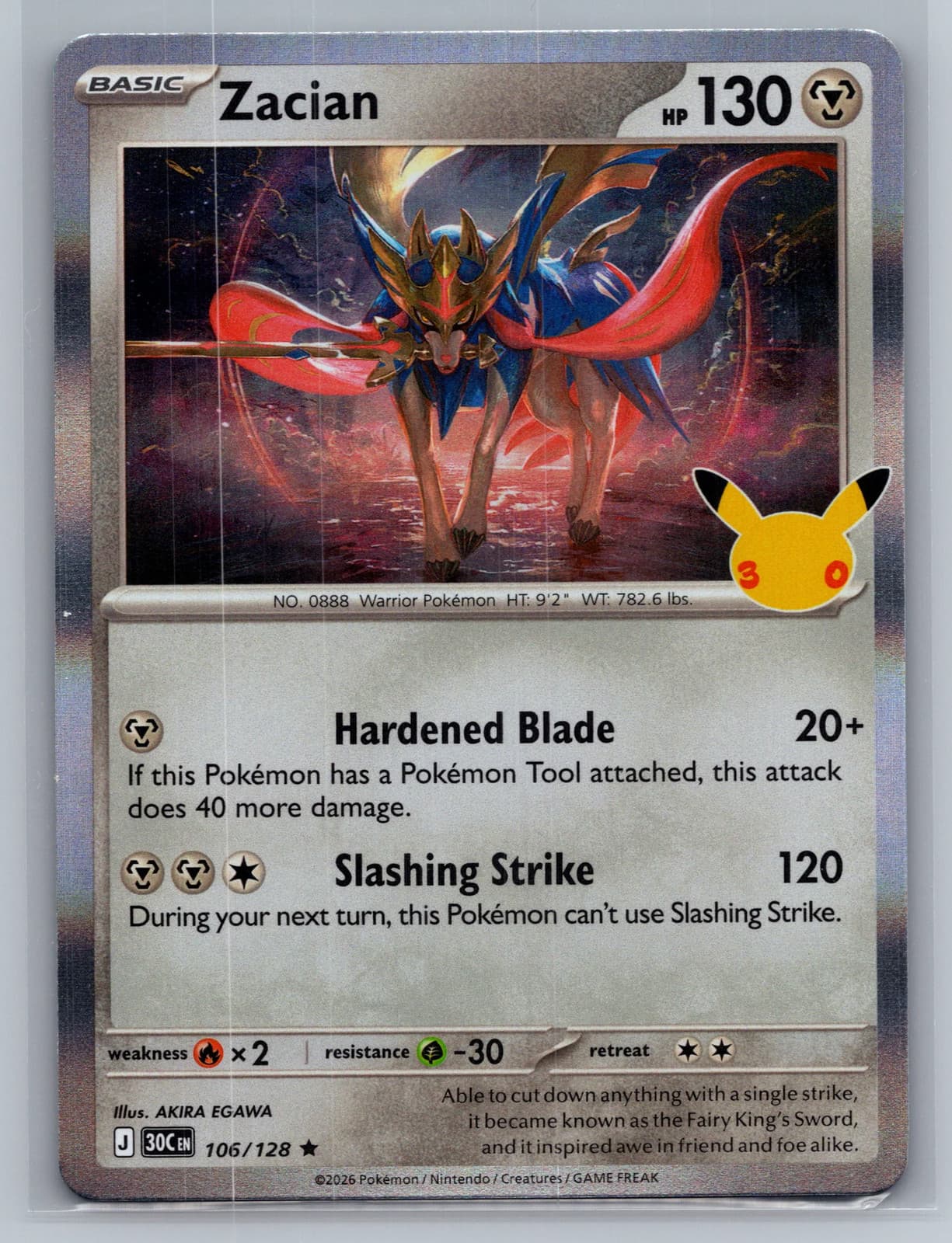Zacian #106/128 2026 30th Celebration Pokemon TCG