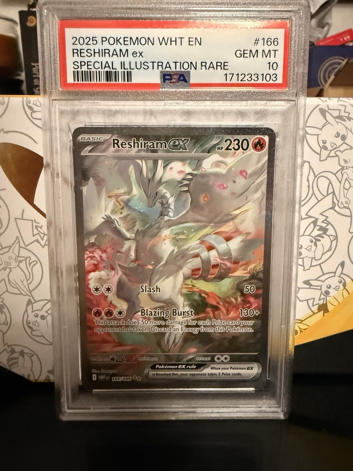 2025 Pokemon SV White Flare Reshiram ex SIR Holo 166/086 English PSA 10