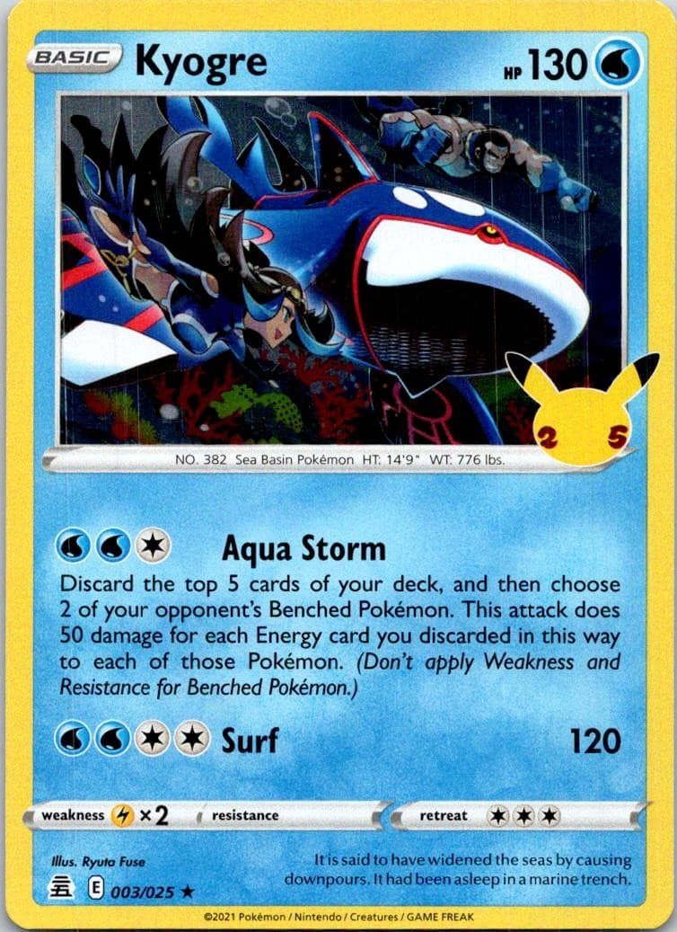 Kyogre 003/025 Rare Celebrations Pokemon Holo Near Mint