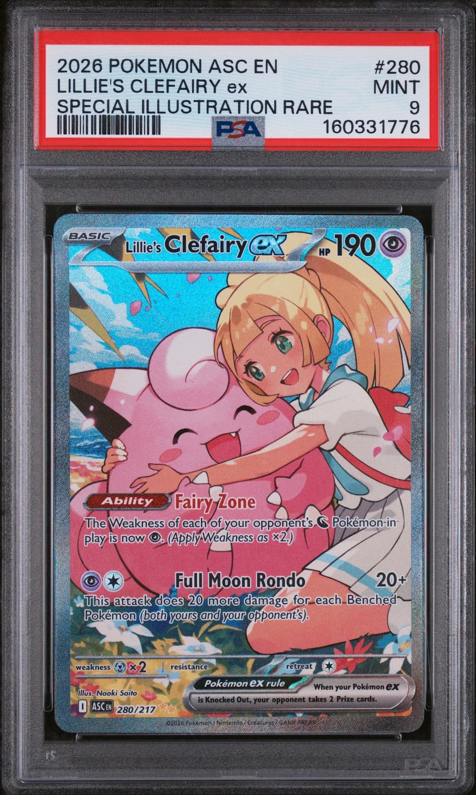 2026 Pokemon Asc EN-Ascended Heroes Lillie's Clefairy EX PSA 9 #280
