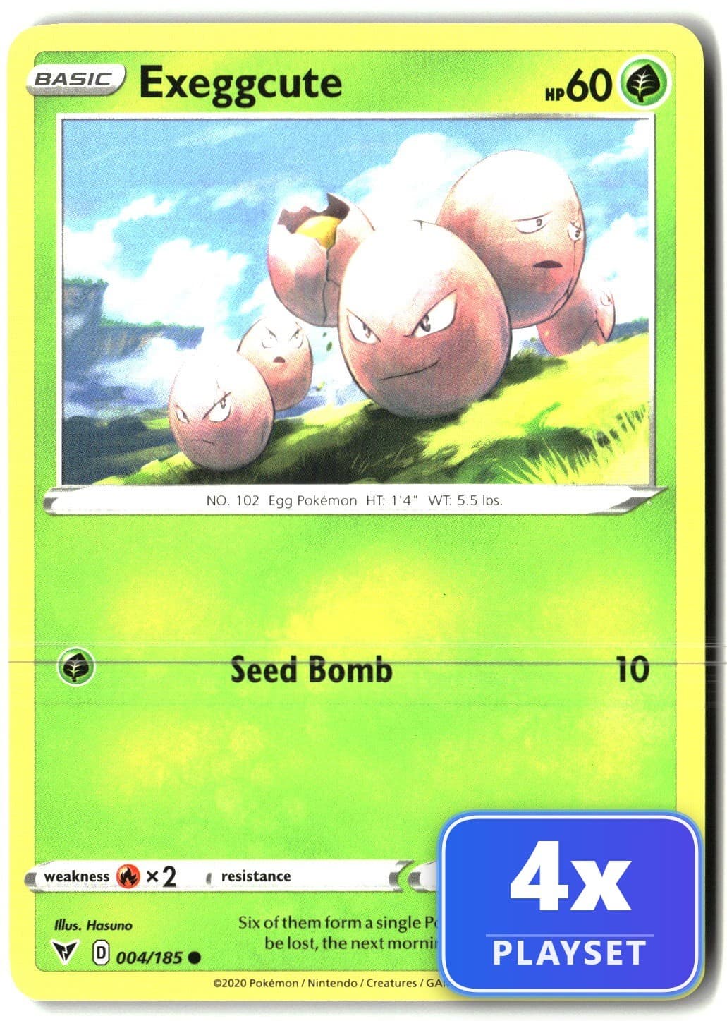 Playset of 4 Exeggcute 004/185 Common Vivid Voltage Pokemon Near Mint