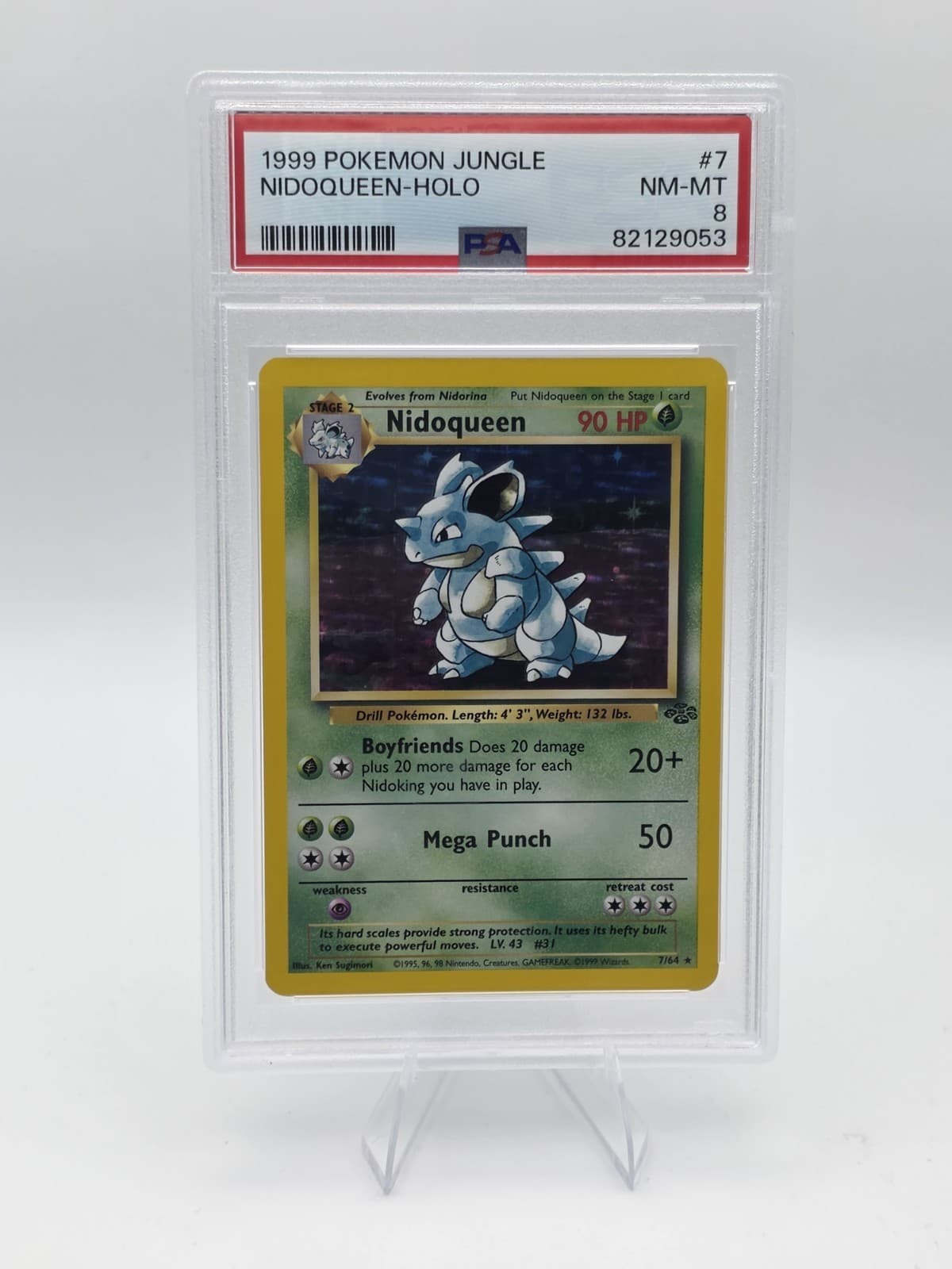 Pokémon 1999 Nidoqueen 07/64 Jungle Holo PSA 8