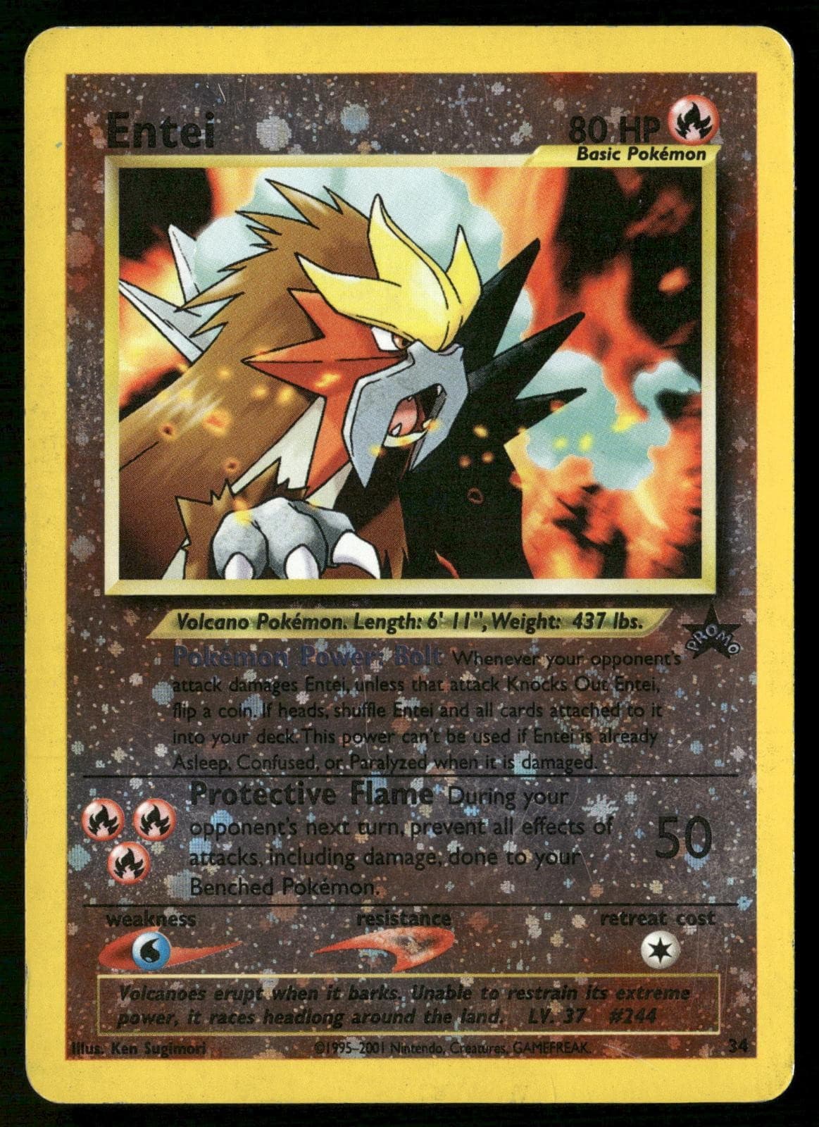 Pokemon Entei Wizards Black Star Promos Reverse Holo 34 Promo Heavily Played