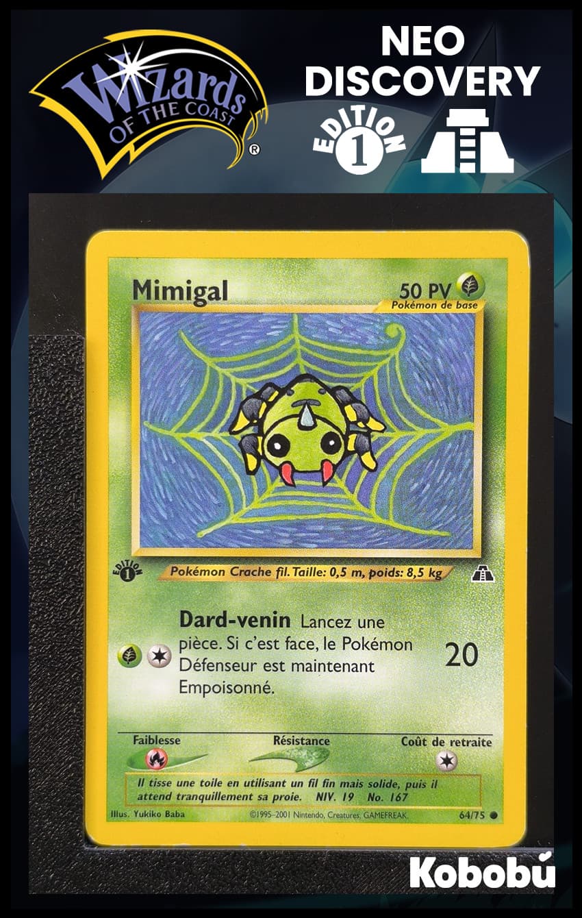 Carte Pokémon Mimigal 64/75 Edition 1 Ed 1 Néo Discovery Wizards FR