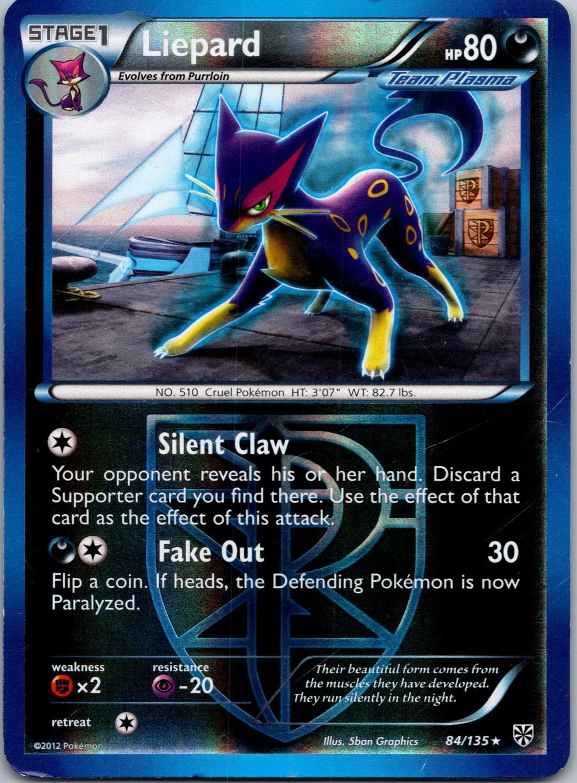 Liepard (Team Plasma) Rare Plasma Storm Pokemon 84/135 LP