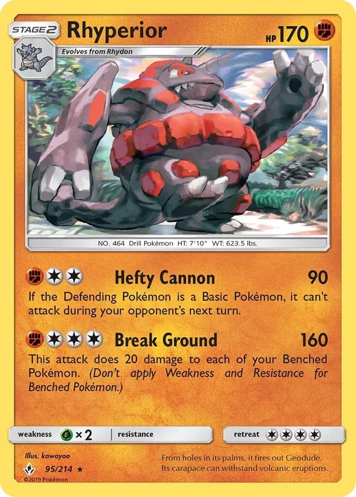 Rhyperior 95/214 Rare SM - Unbroken Bonds Pokemon TCG