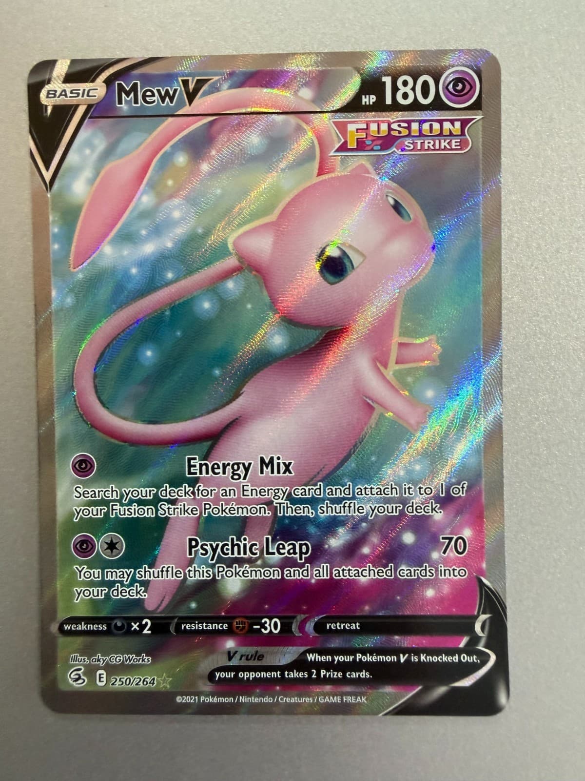 Pokemon TCG - Mew V (Full Art) 250/264 Swsh08: Fusion Strike Holo - NM