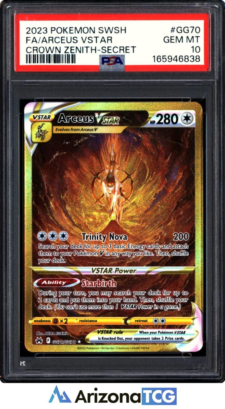 Pokemon 2023 Arceus VSTAR GG70/GG70 Full Art SR Crown Zenith GEM MINT PSA 10