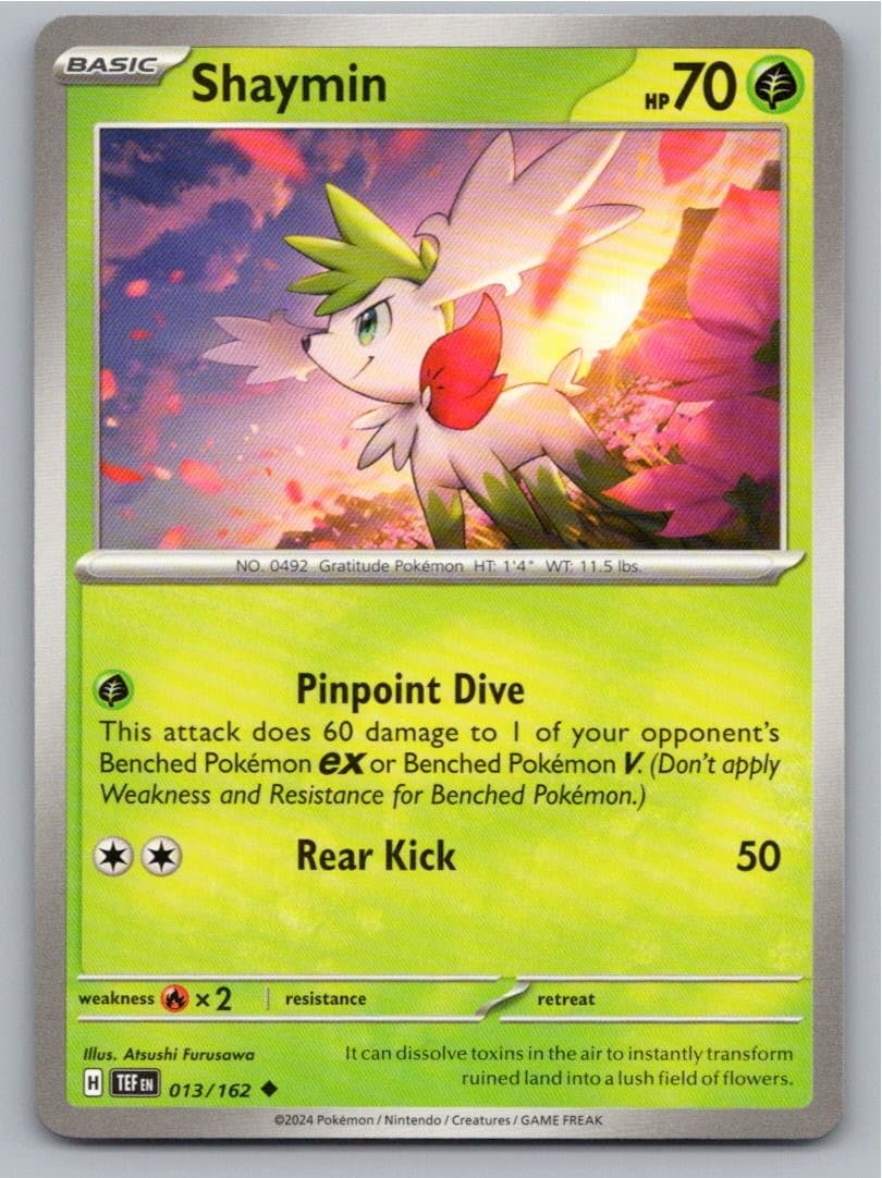 2024 POKEMON SHAYMIN TEMPORAL FORCES 013/162 UNCOMMON NM A42082 FREE S&H