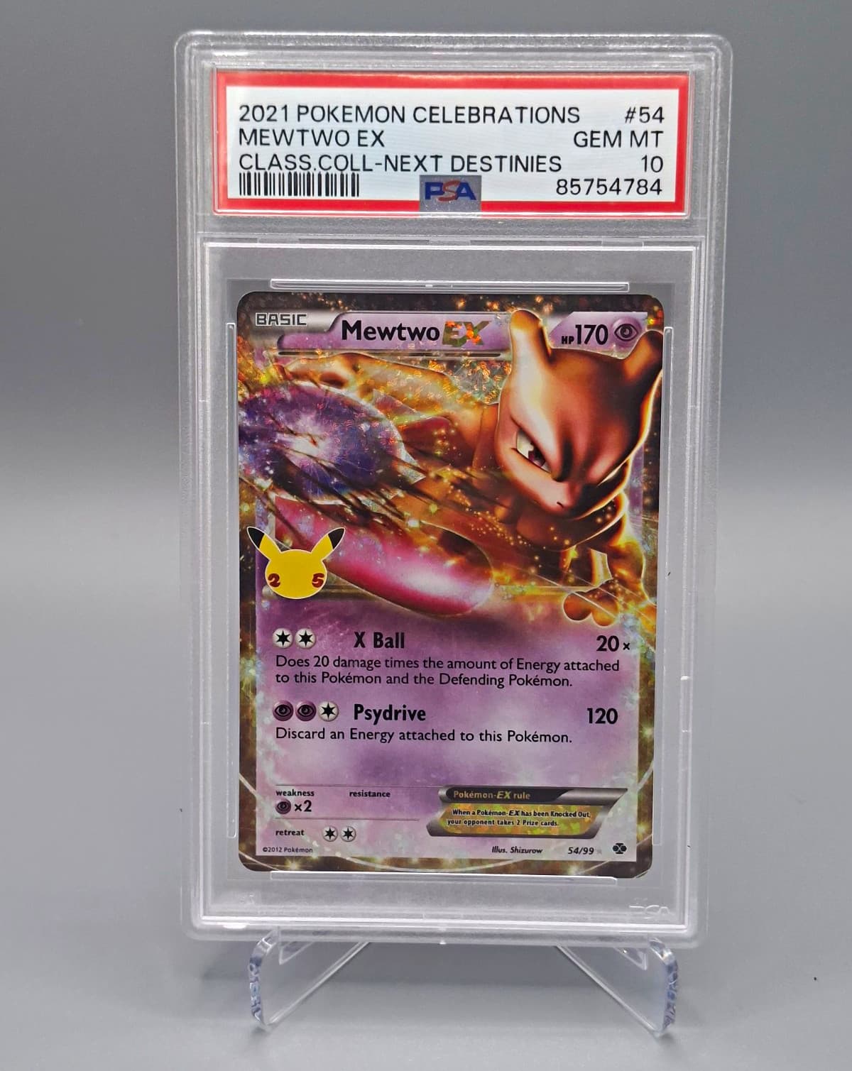 Pokemon TCG 2021 Celebrations Classic Collection Mewtwo ex Holo 54/99 PSA 10