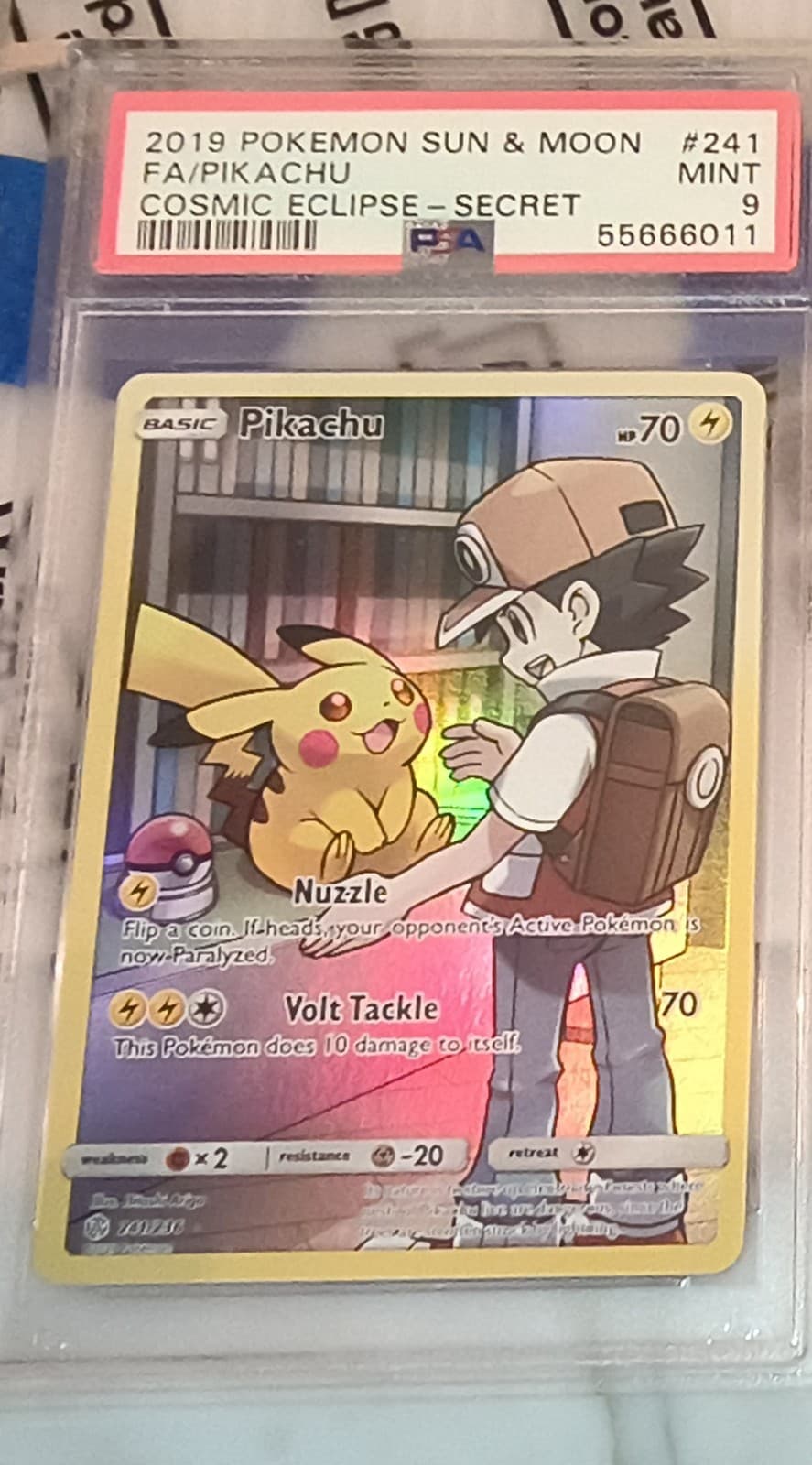 2019 Pokemon Sun & Moon Cosmic Eclipse Pikachu #241/236 PSA 9 (SUN FADED)