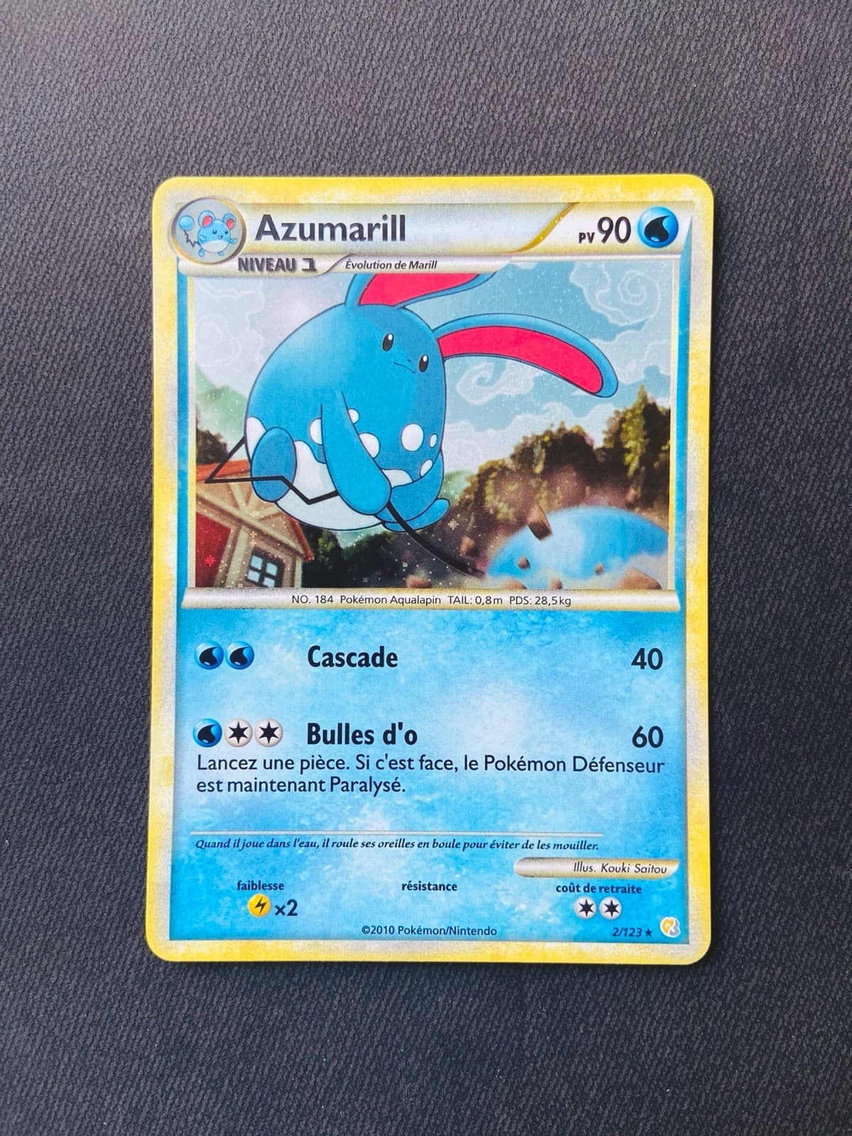 Carte Pokémon Azumarill 2/123 HOLO HGSS Heartgold SoulSilver Exc+