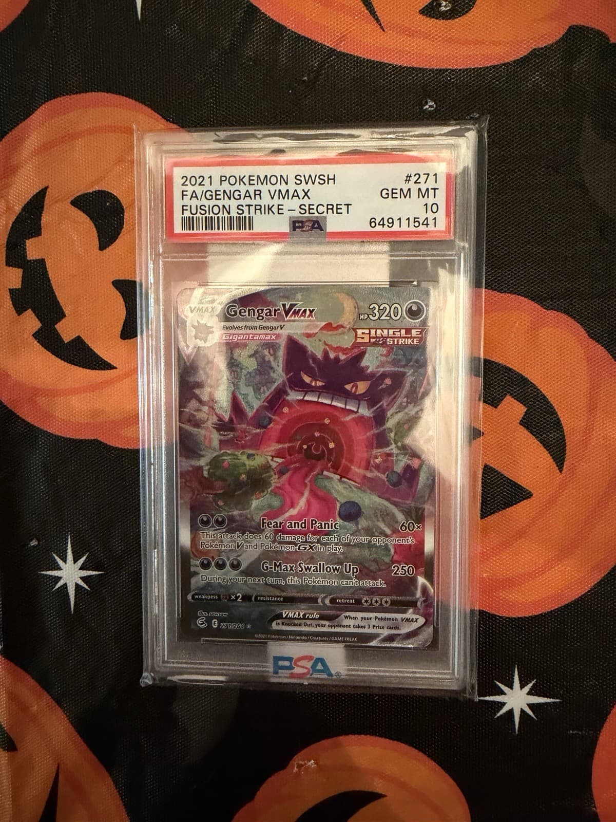 2021 Pokemon Fusion Strike Gengar VMAX 271/264 Alt Art Secret Rare Holo PSA 10