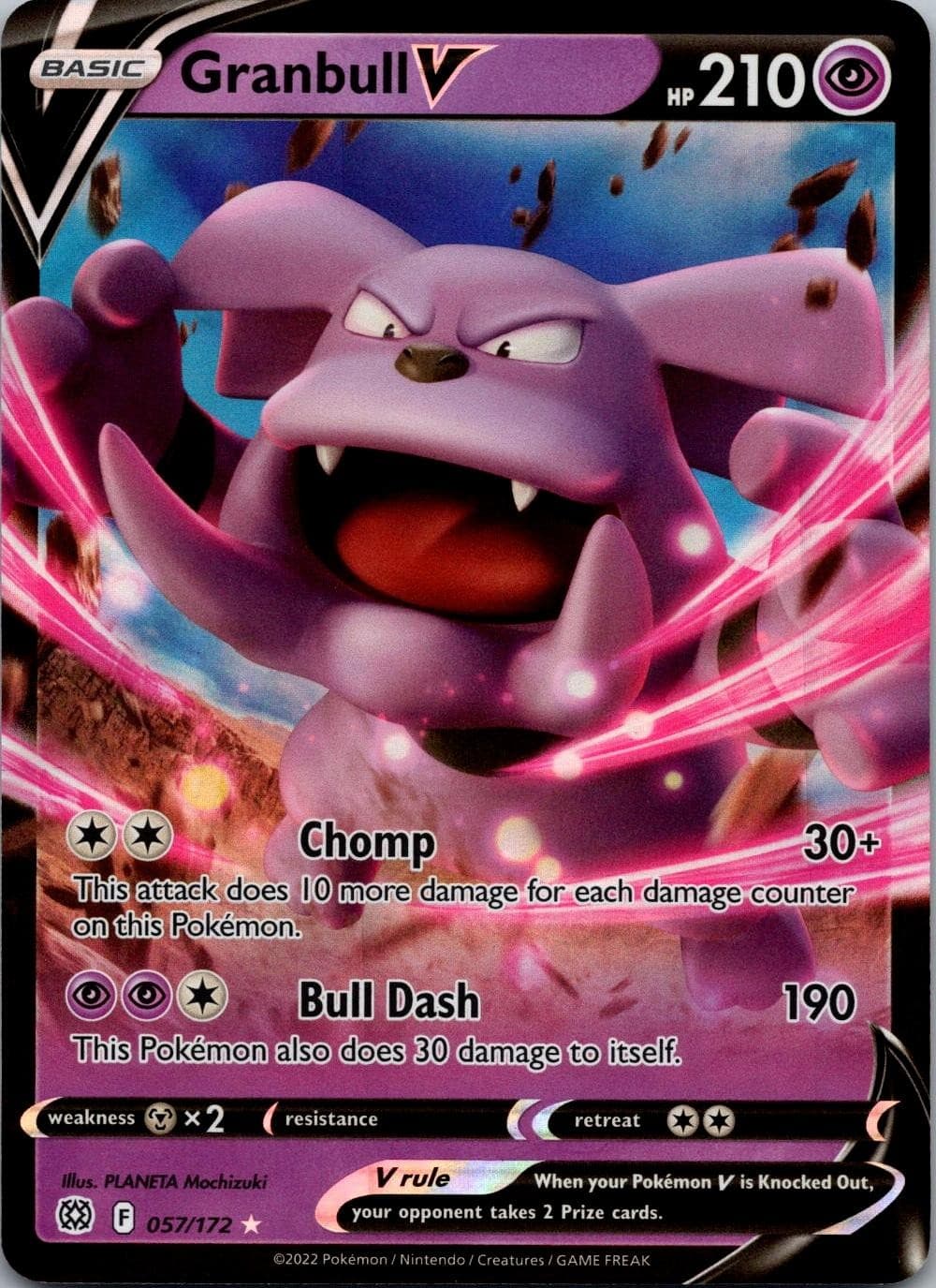 Granbull V 057/172 Holo Ultra Rare Brilliant Stars Pokemon Near Mint
