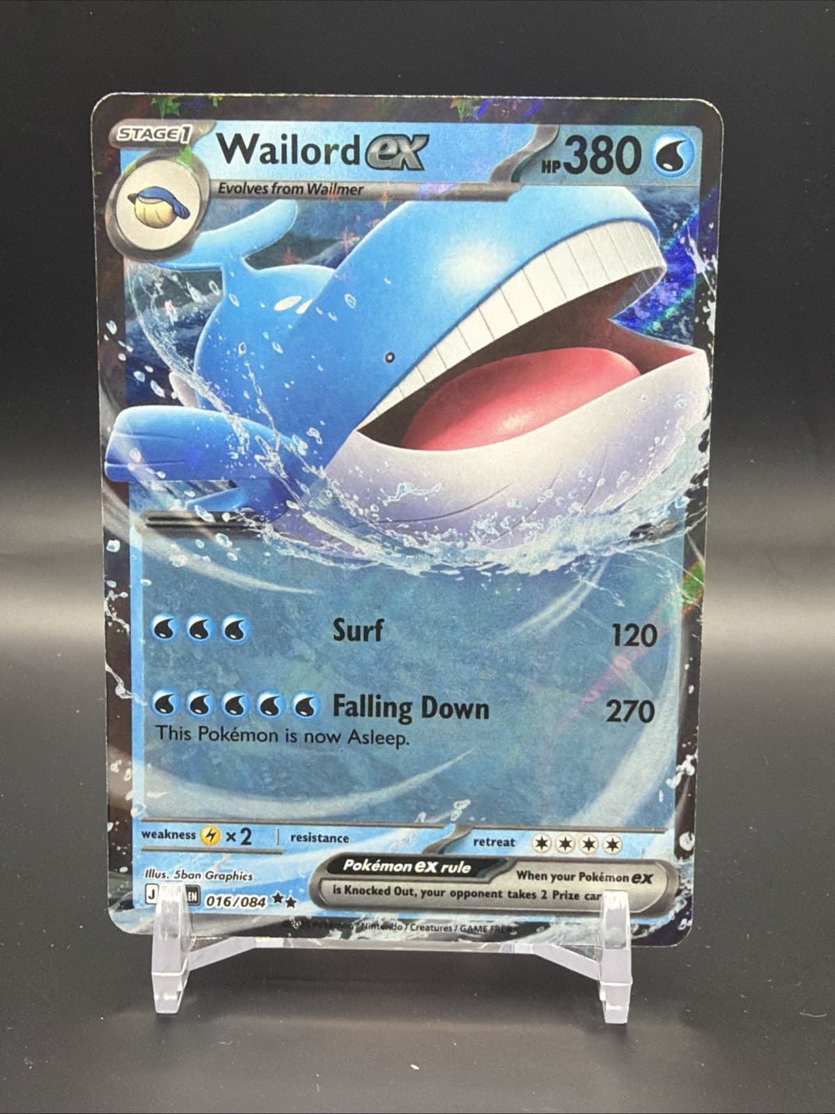 Pokemon Pitch Black Wailord Ex 016/084 TCG Near Mint