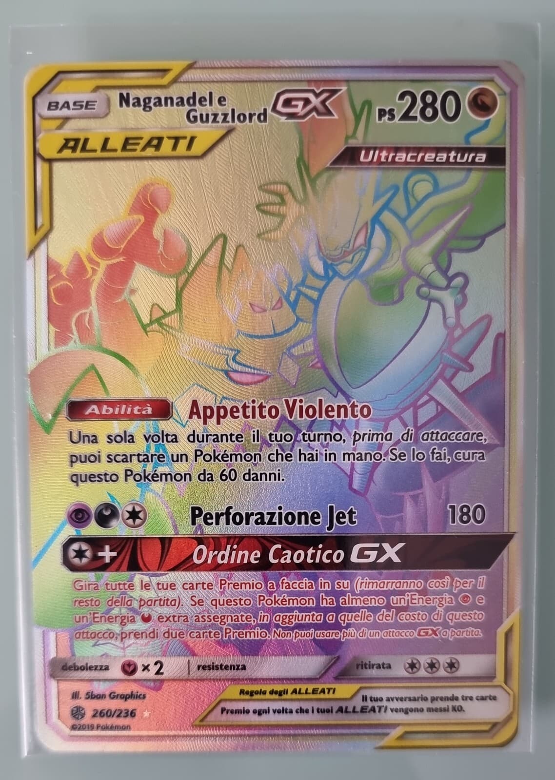 Lotto Carta Pokemon Naganadel E Guzzlord Gx Hyper 260/236 Eclissi Cosmica Secret