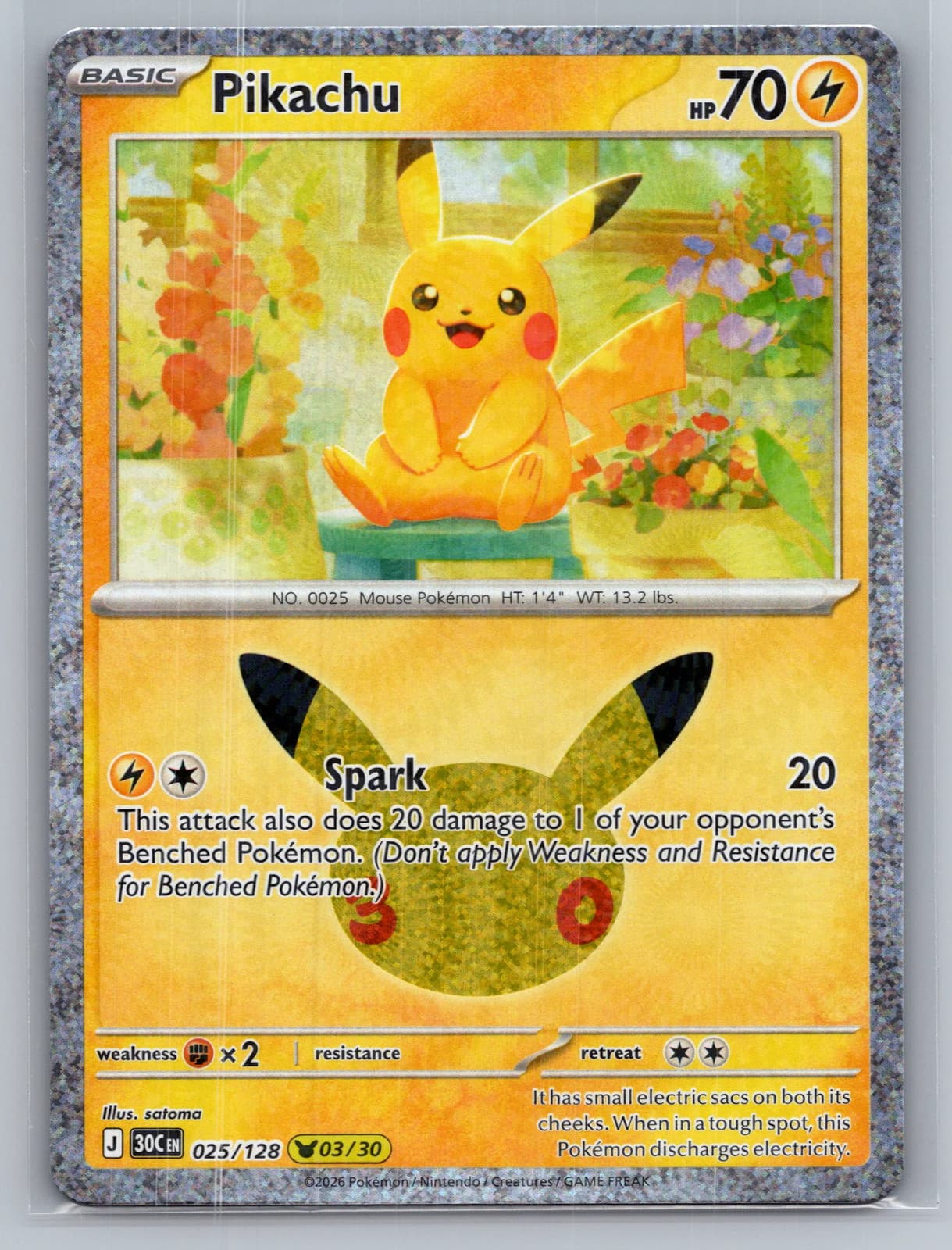 Pikachu #25/128 2026 30th Celebration Pokemon TCG — photo 1 of 2