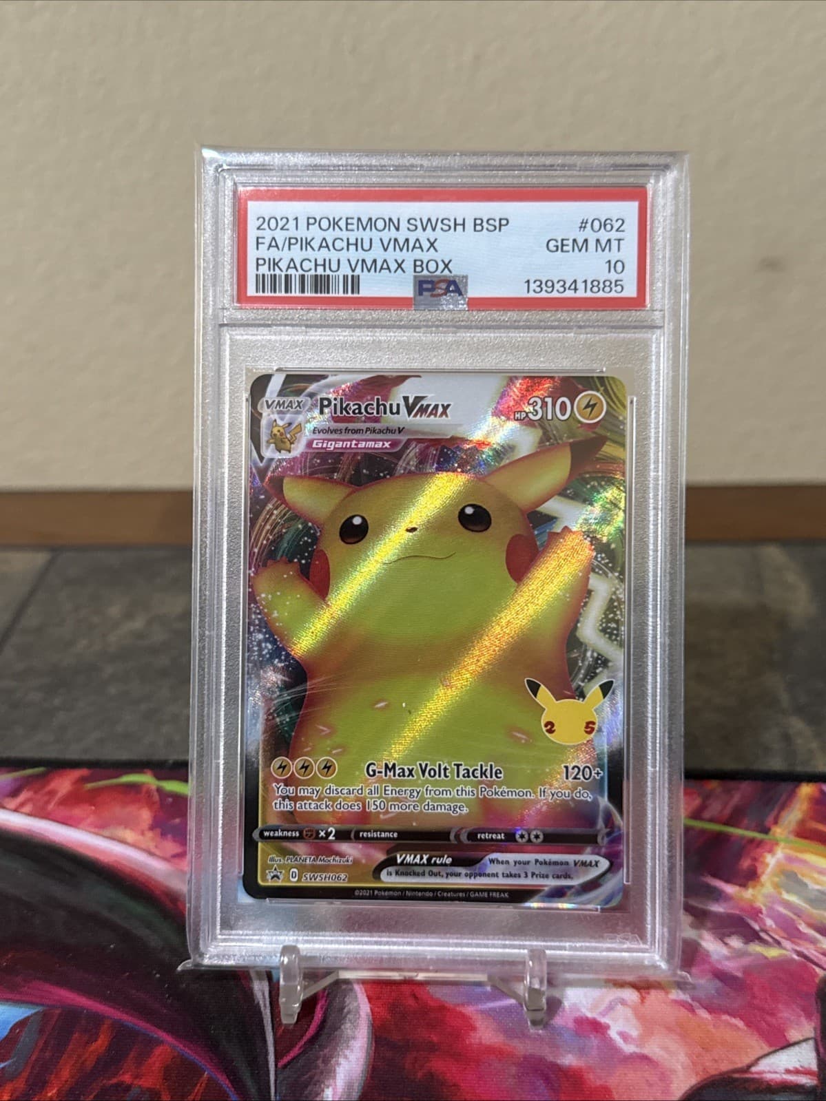 2021 Pokemon Pikachu VMAX SWSH062 Full Art Promo PSA 10 Celebrations