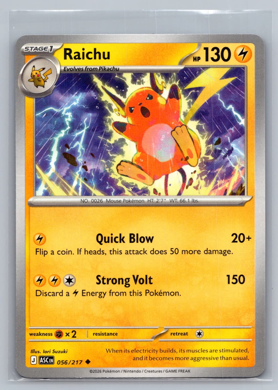 Raichu 56/217 Ascended Heroes Holo Pokemon TCG NM