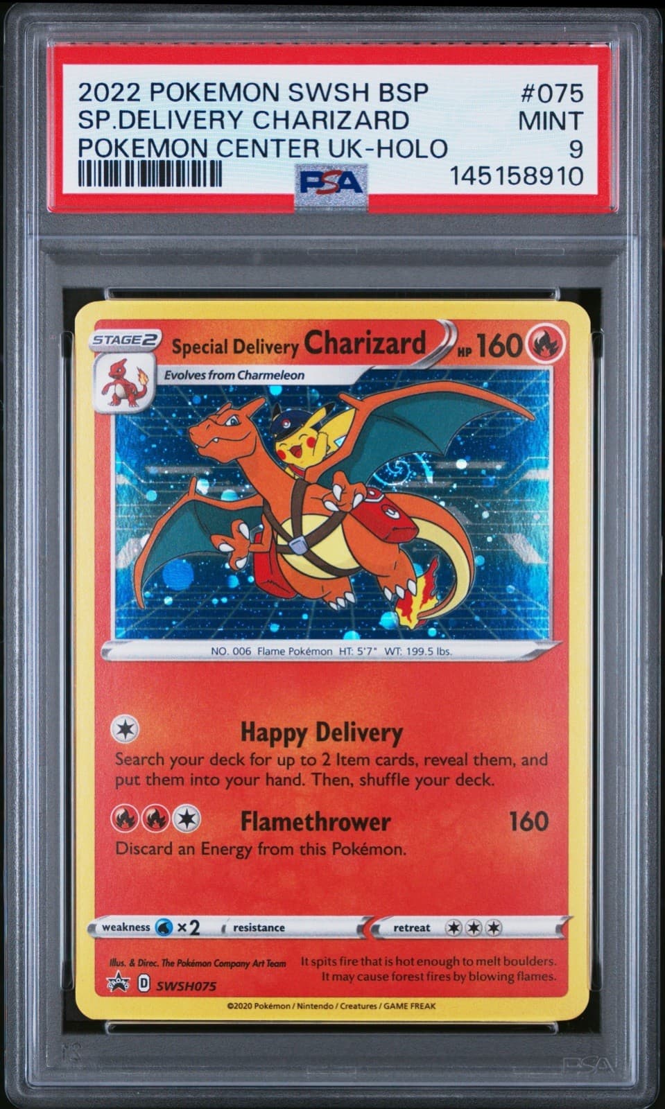 PSA 9 Pokemon TCG Special Delivery Charizard SWSH075 SWSH Promo Holo
