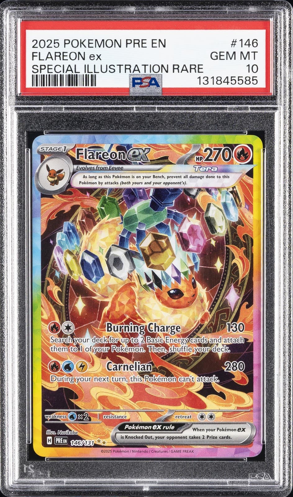 2025 POKEMON PRE EN-PRISMATIC EVOLUTIONS #146 FLAREON EX PSA 10