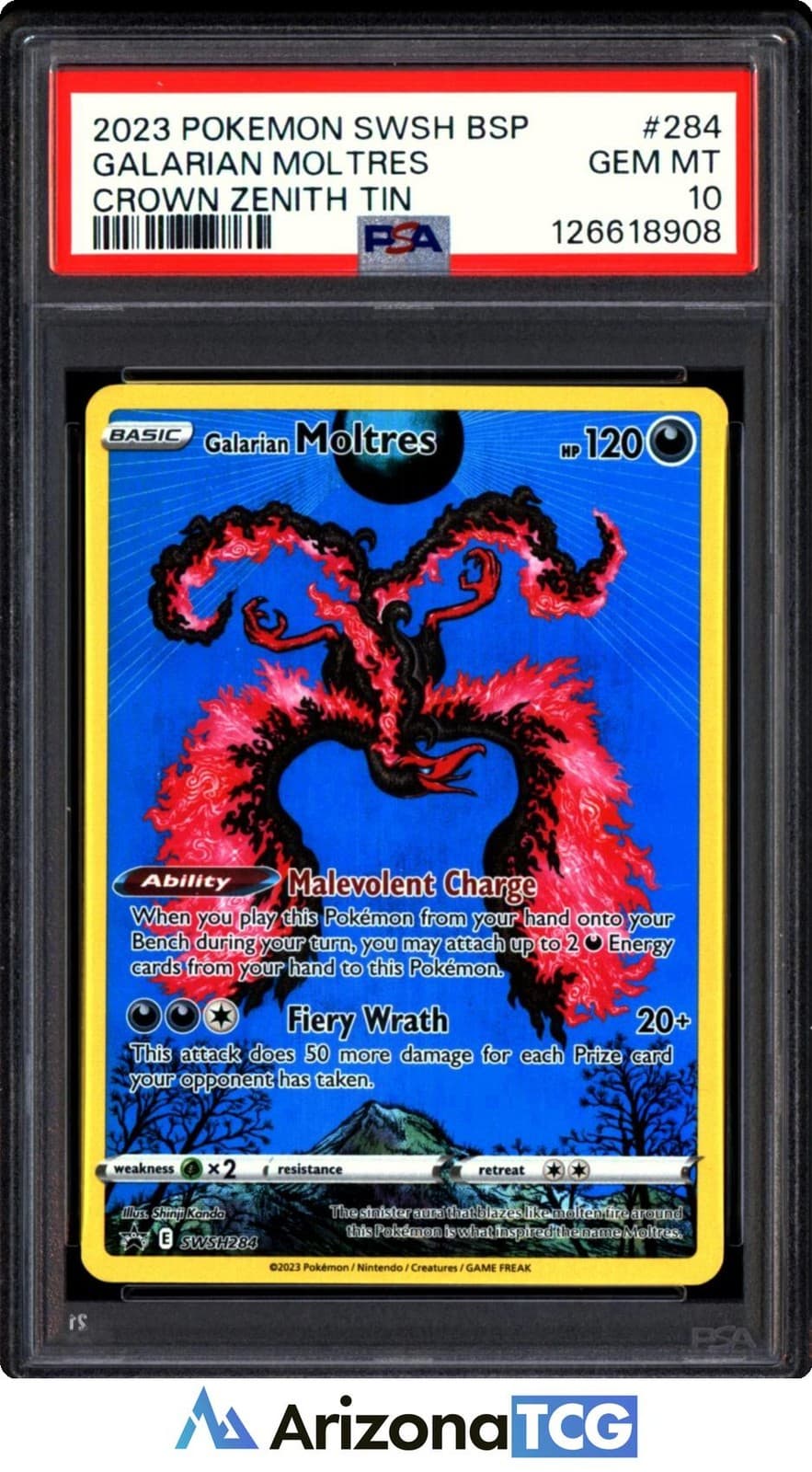 Pokemon 2023 Galarian Moltres SWSH284 Holo Black Star Promo Crown Zenith PSA 10