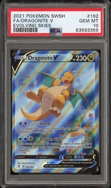 Pokemon Dragonite V Evolving Skies Full Alt Art #192 PSA 10 Gem Mint