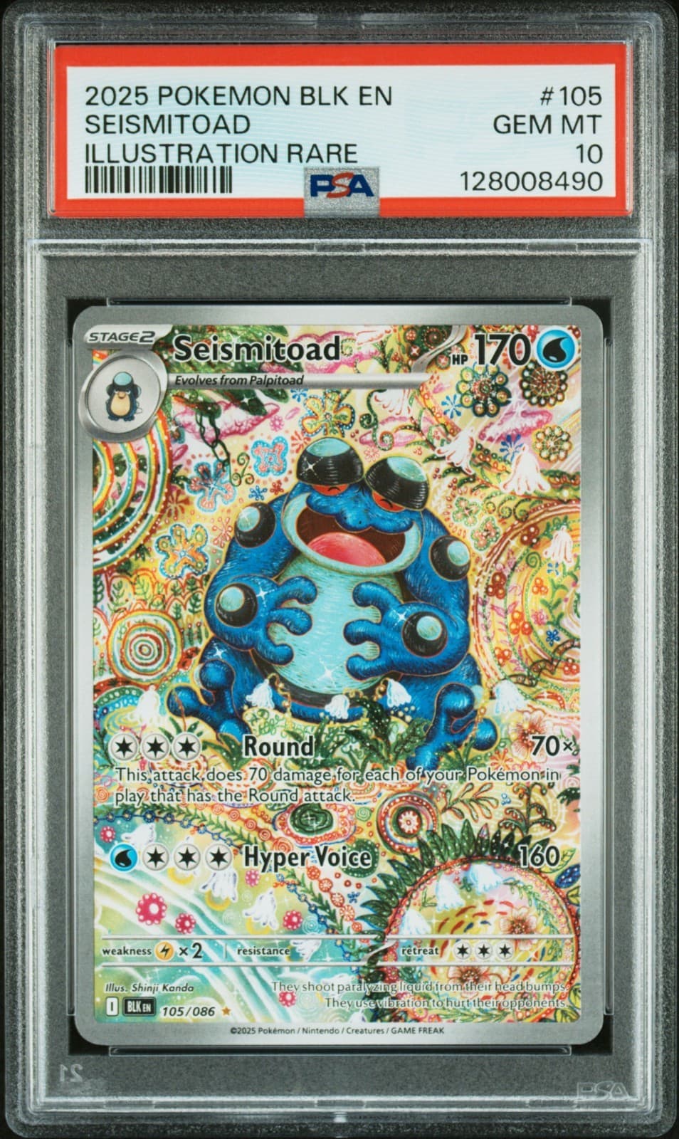 2025 POKEMON BLK EN SEISMITOAD #105 ILLUSTRATION RARE PSA 10 GEM MT