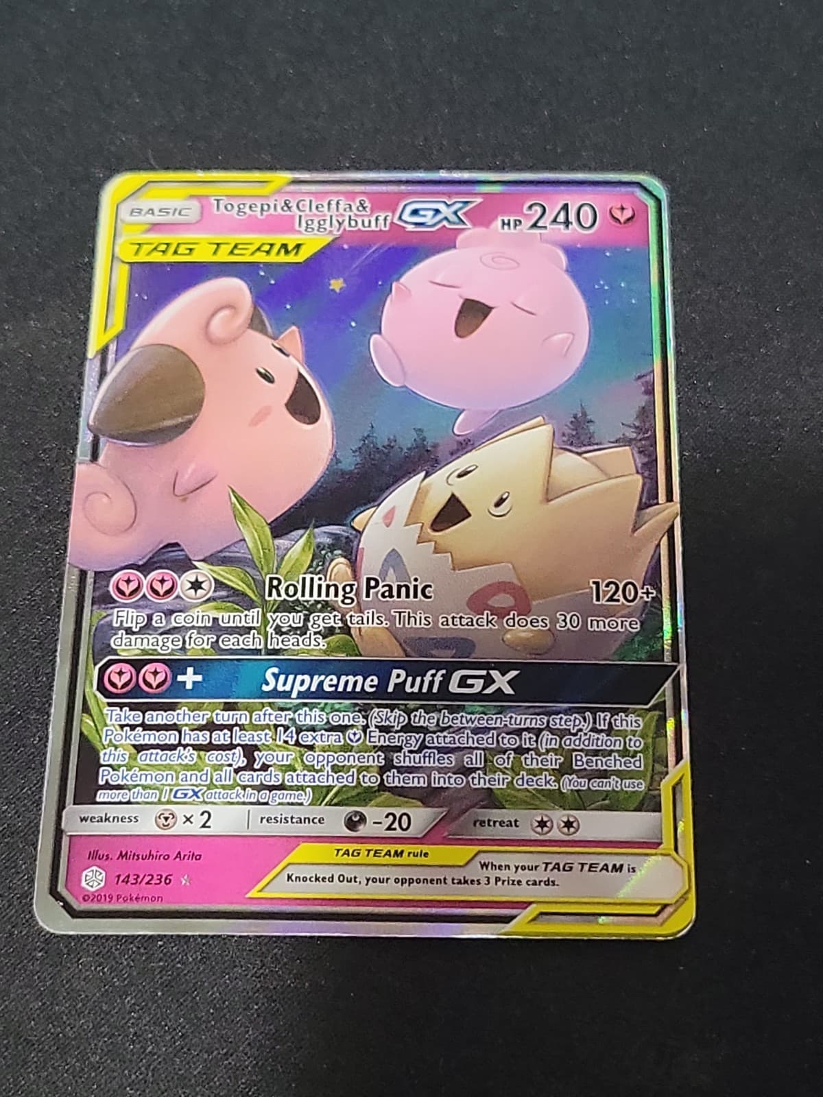 Togepi & Cleffa & Igglybuff GX 143/236 Sm-Cosmic Eclipse Holo
