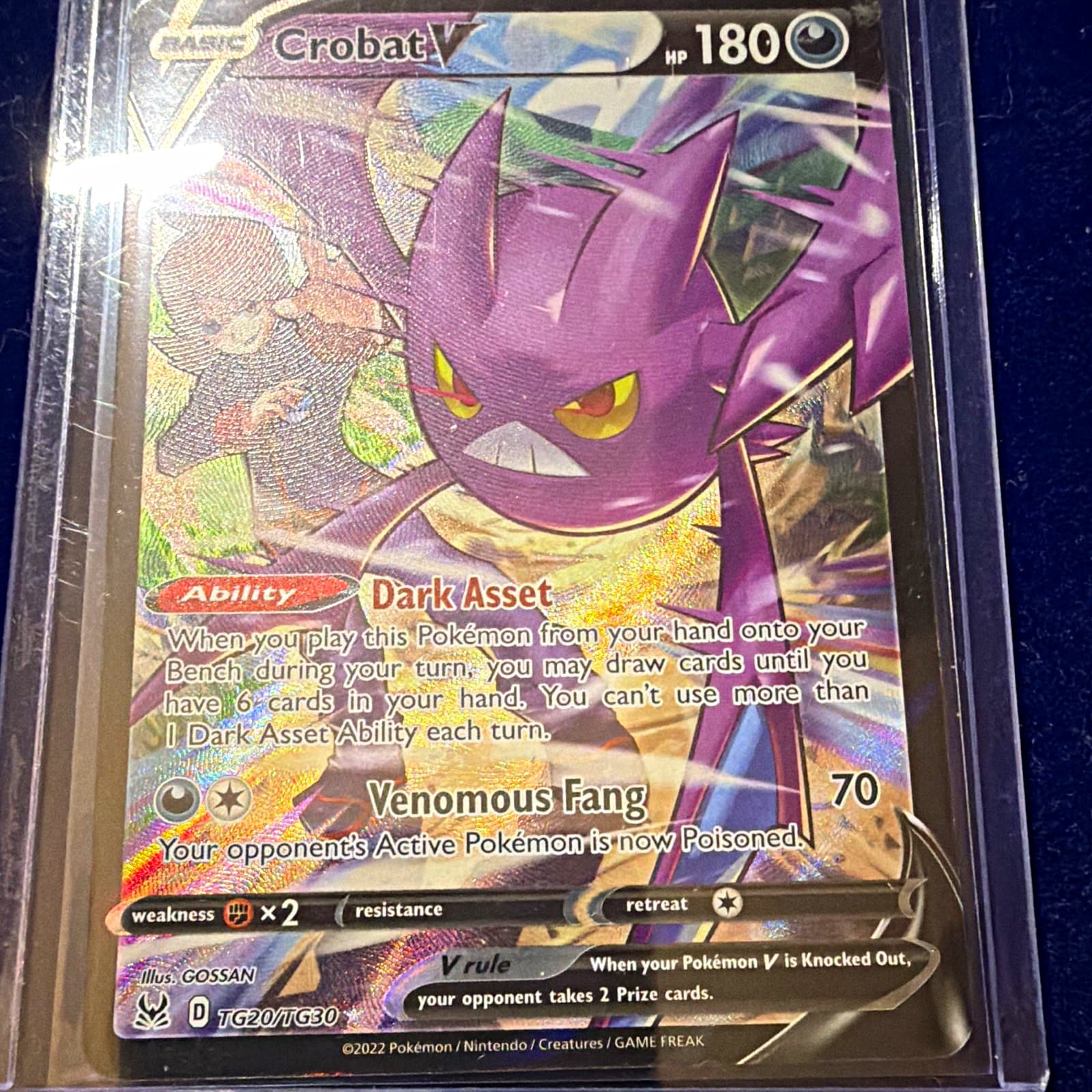 Pokémon Crobat V TG20/TG30 Swsh11: Lost Origin Trainer Gallery Full Art Holo