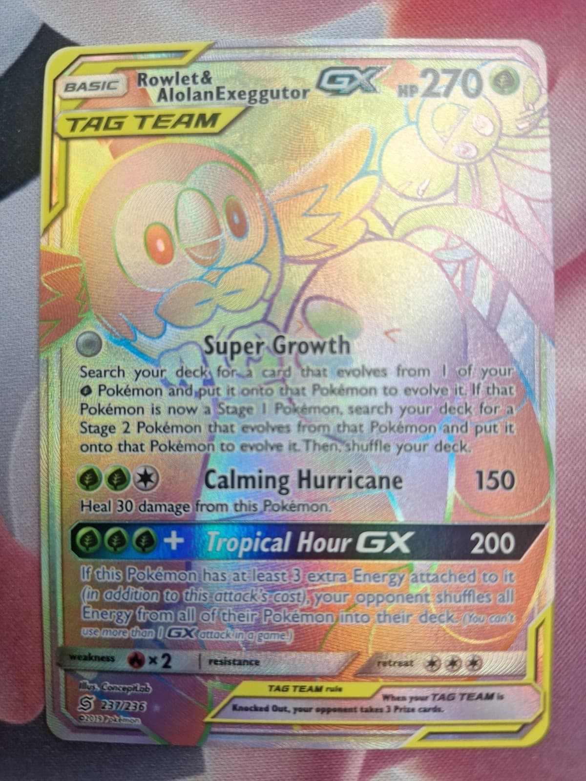 Rowlet & Alolan Exeggutor GX 237/236 Secret Rare Unified Minds
