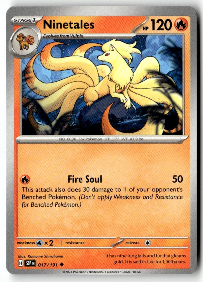 Pokemon TCG Ninetales 017/191 Normal SV08: Surging Sparks