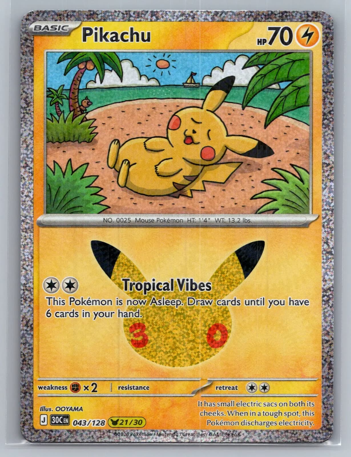 Pikachu #43/128 2026 30th Celebration Pokemon TCG — photo 1 of 2
