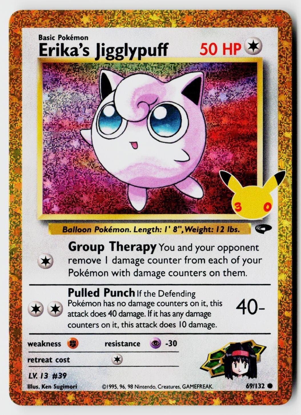 Erika's Jigglypuff 69/132 Holo 30th Celebration Classic Collection Pokemon NM