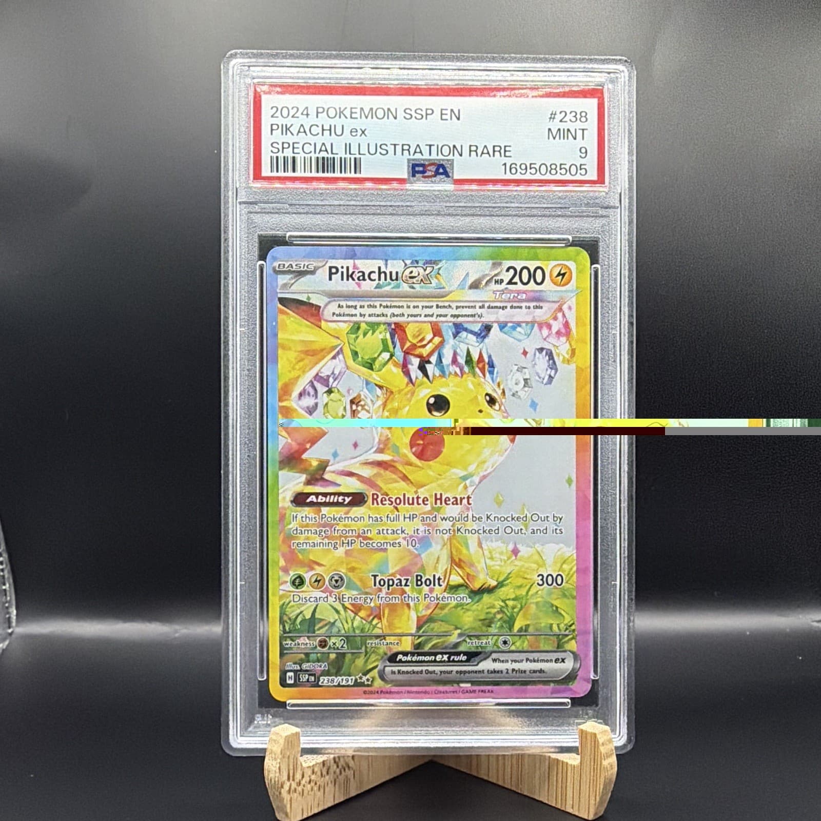 PSA 9 2024 Pokémon TCG Pikachu ex 238/191 Sv08 Surging Sparks SIR FA Holo EN