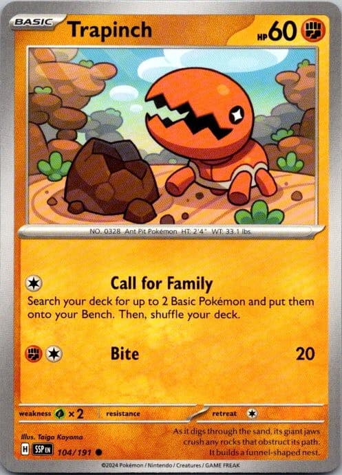 Trapinch Surging Sparks 104/191 Common Pokémon — English Near Mint
