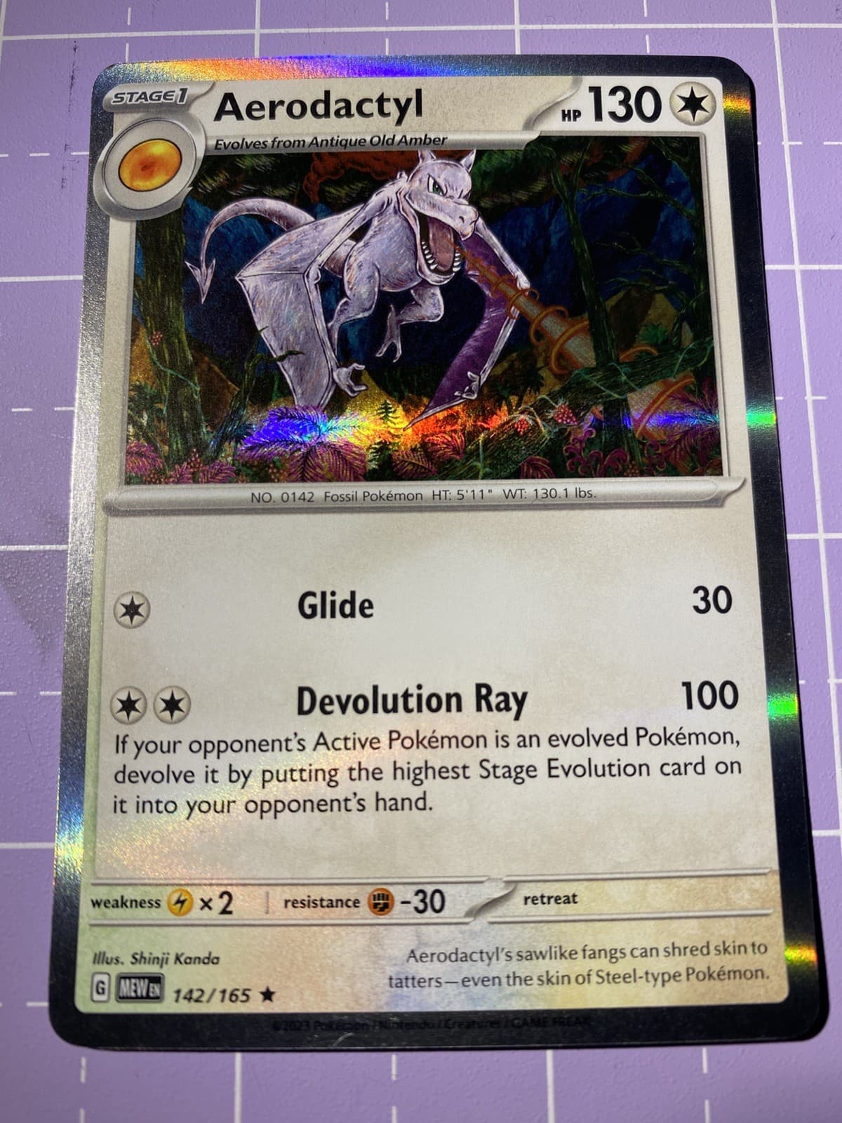 Aerodactyl 142/165 Rare 151 Pokemon Holo Near Mint