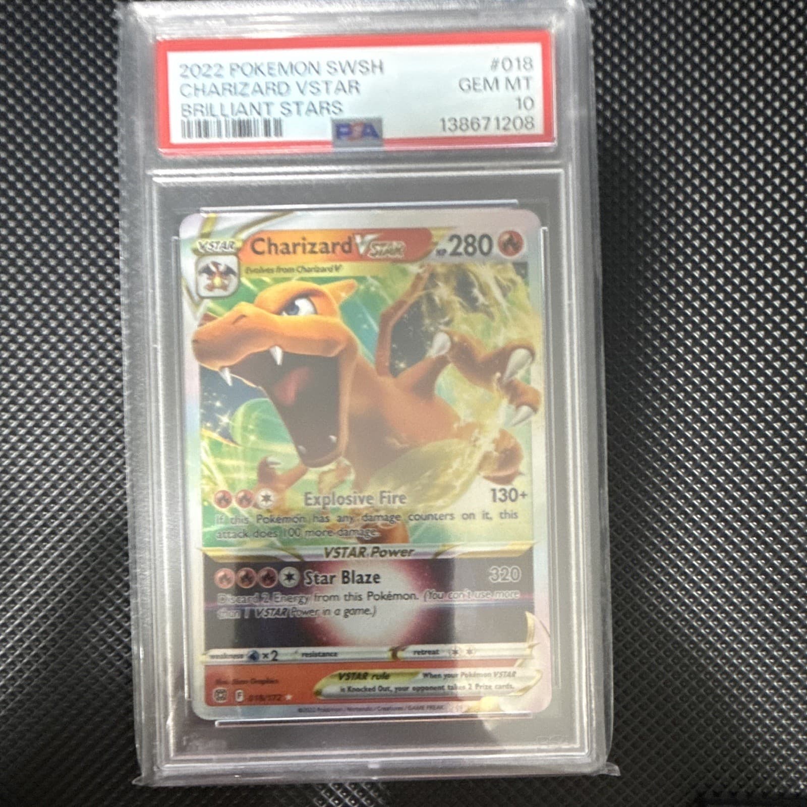 2022 Pokemon SWSH09 Brilliant Stars Charizard VSTAR 018/172 Holo PSA 10