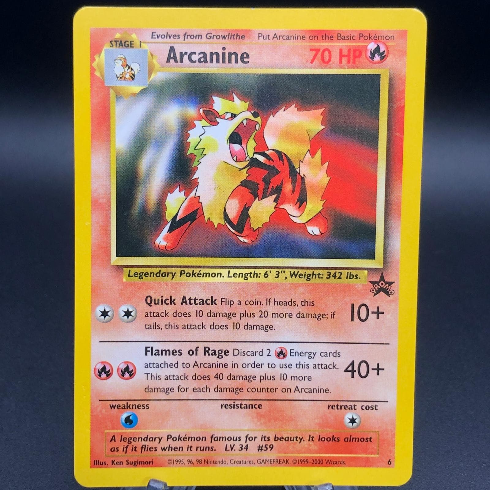 Pokemon Arcanine 6 - Promo 2000 Wizards Black Star Promos LP Vintage WotC