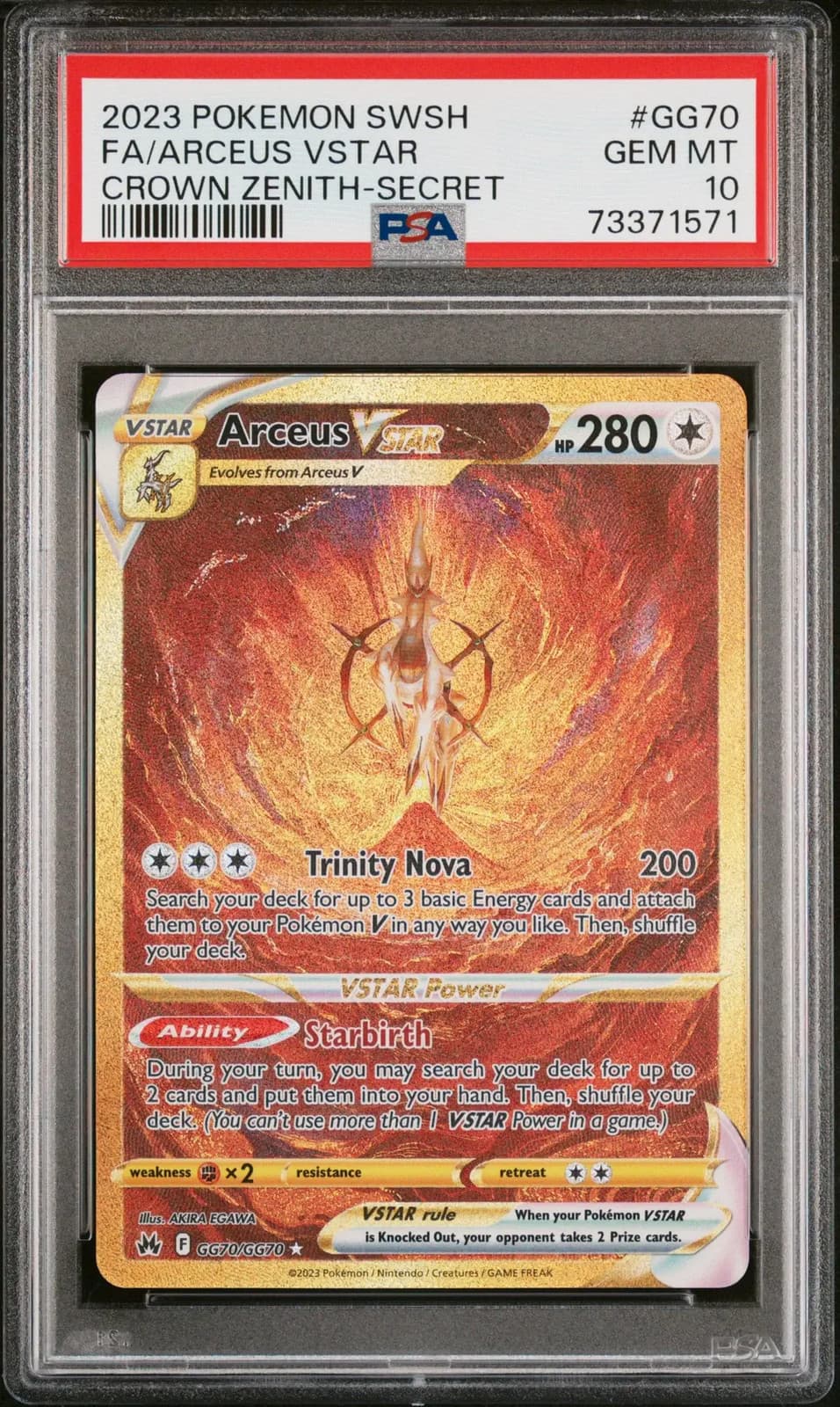 2023 Pokemon SWSH Crown Zenith Arceus VSTAR Secret Rare PSA 10 #GG70