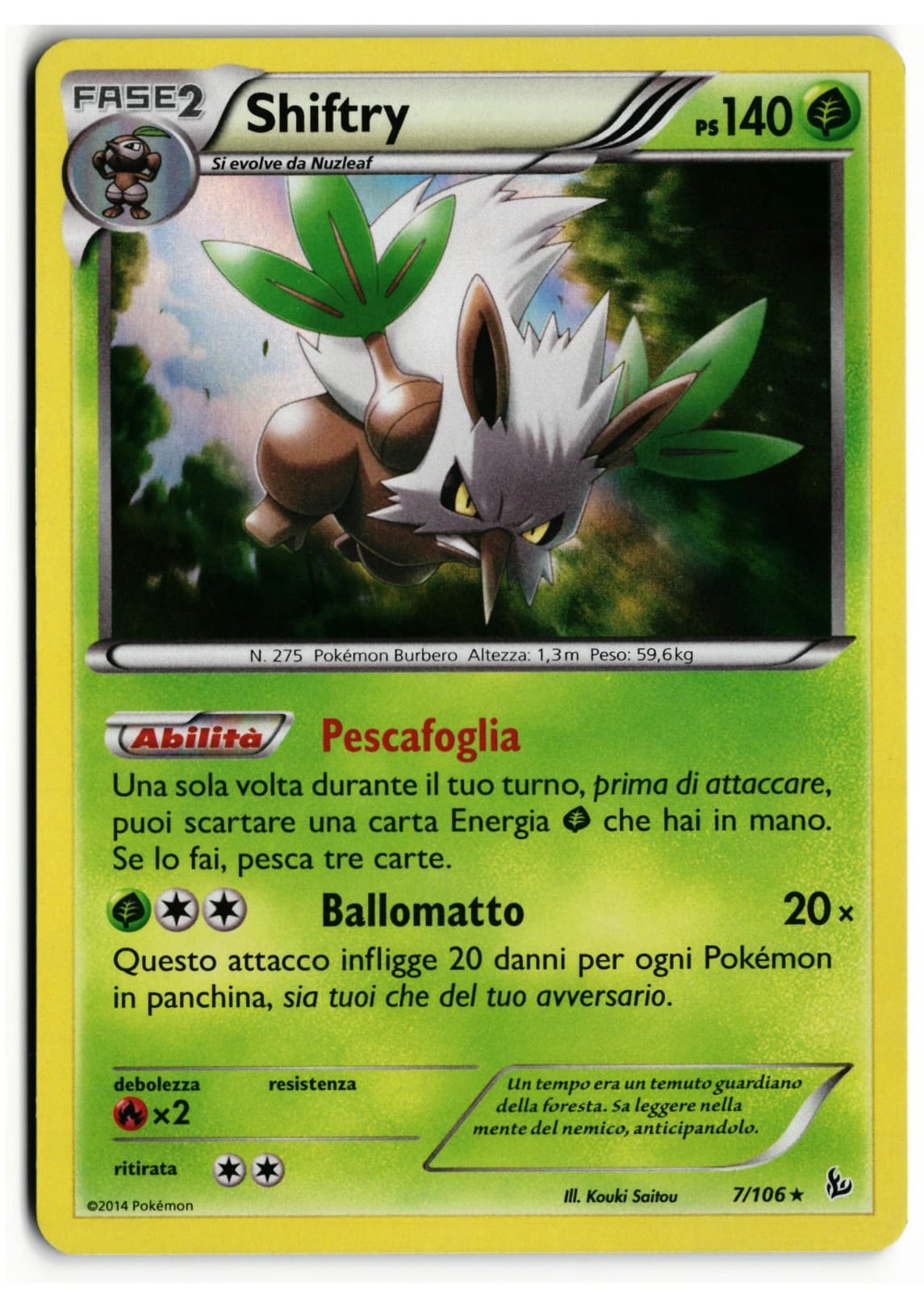 Pokémon Shiftry 7/106 Holo Fuoco Infernale ITA Excellent Rara FLF Italiano 2014